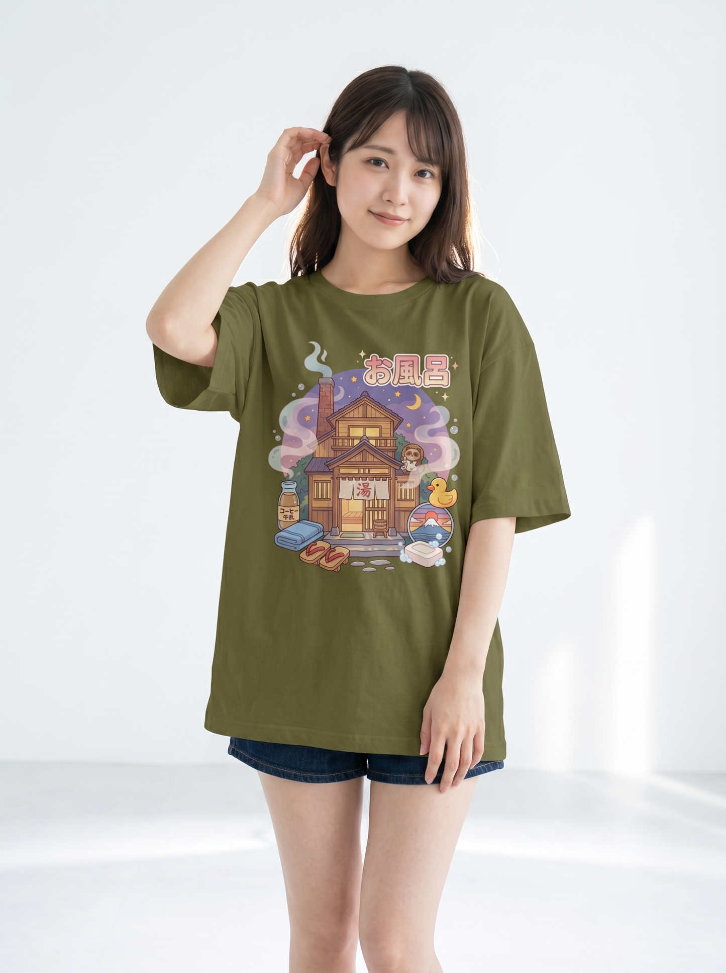 温泉ハウス グラフィック オーバーサイズTシャツ | ユニセックス ストリートウェア