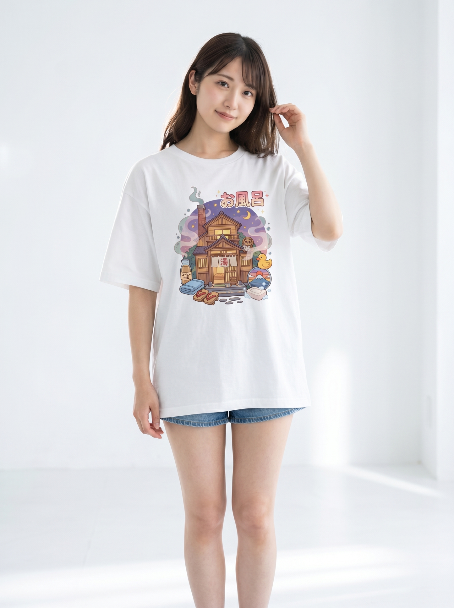 温泉ハウス グラフィック オーバーサイズTシャツ | ユニセックス ストリートウェア