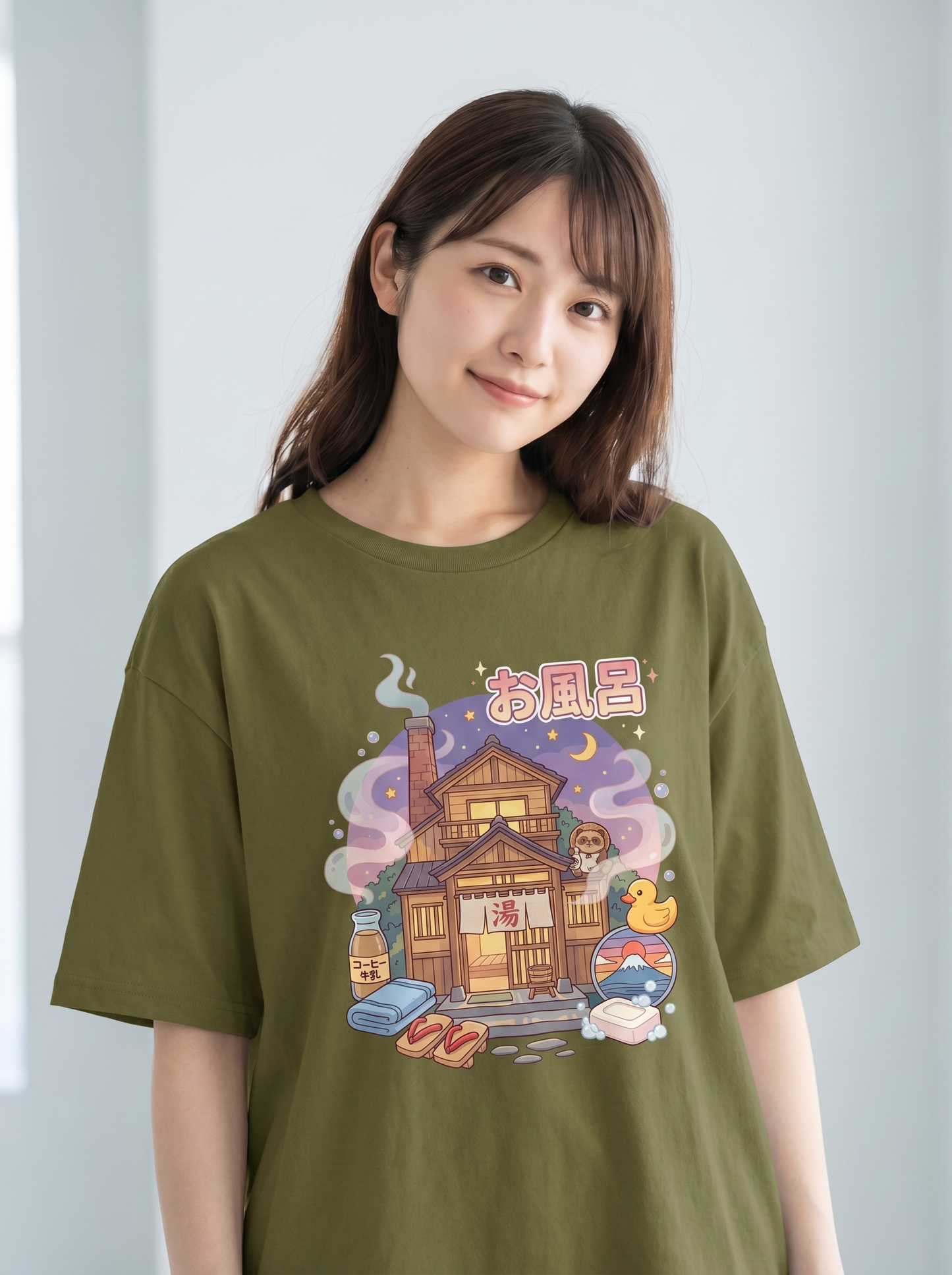 温泉ハウス グラフィック オーバーサイズTシャツ | ユニセックス ストリートウェア