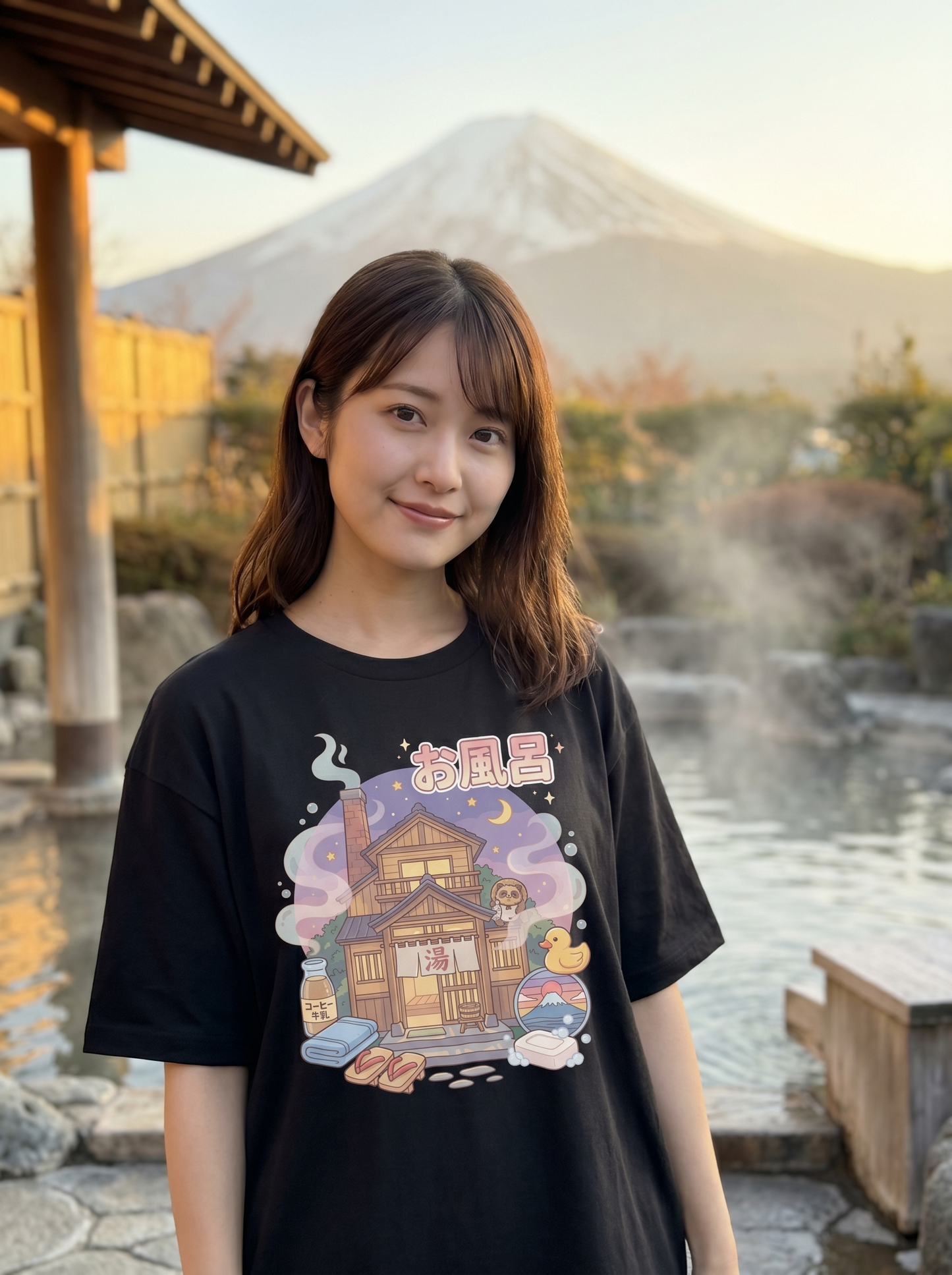温泉ハウス グラフィック オーバーサイズTシャツ | ユニセックス ストリートウェア