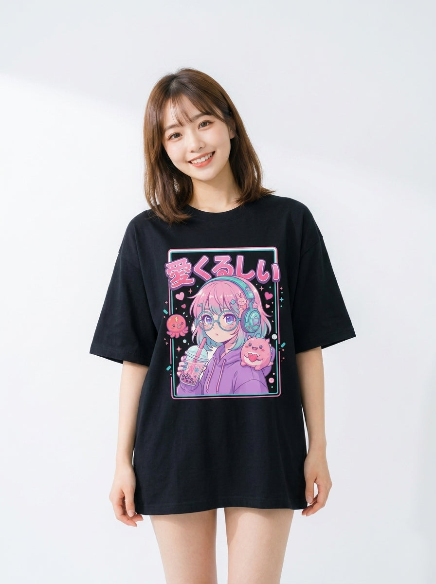 「愛くるしい」ボバ・ガール ビッグシルエット Tシャツ