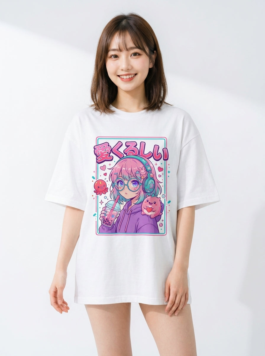 「愛くるしい」ボバ・ガール ビッグシルエット Tシャツ