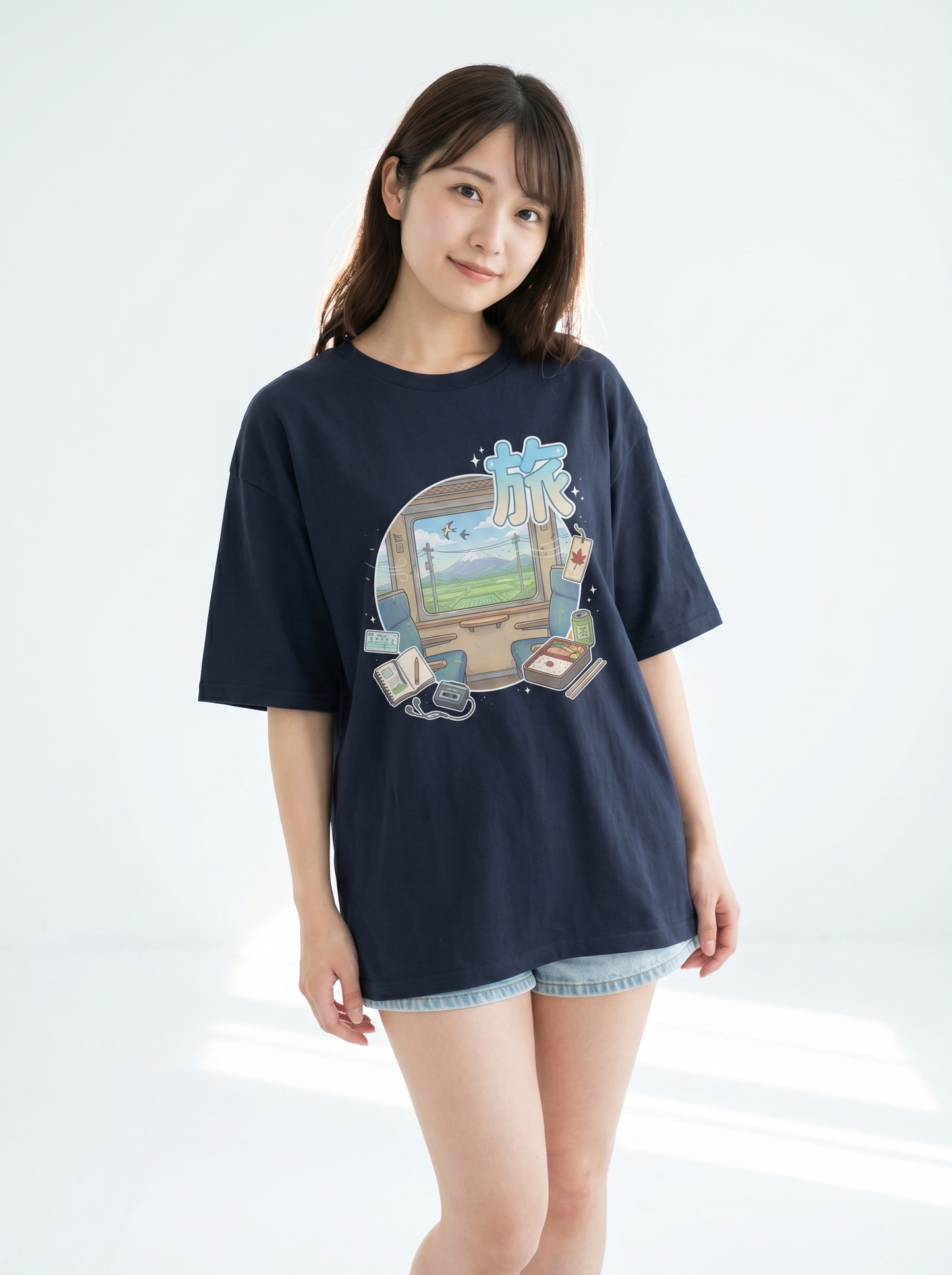 ユニセックス オーバーサイズ「旅」グラフィックTシャツ - 快適なストリートウェア