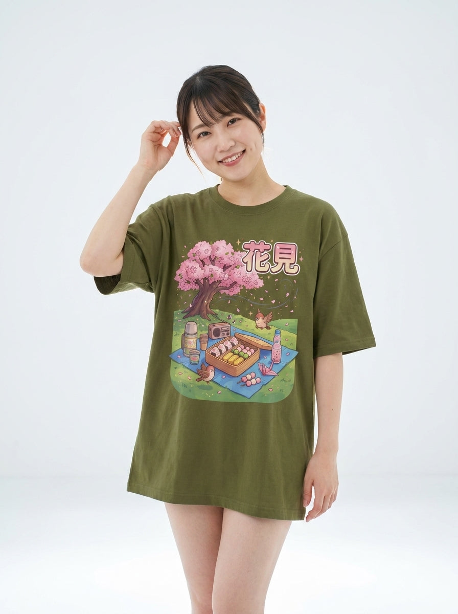 お花見ピクニック オーバーサイズTシャツ - ユニセックス ストリート