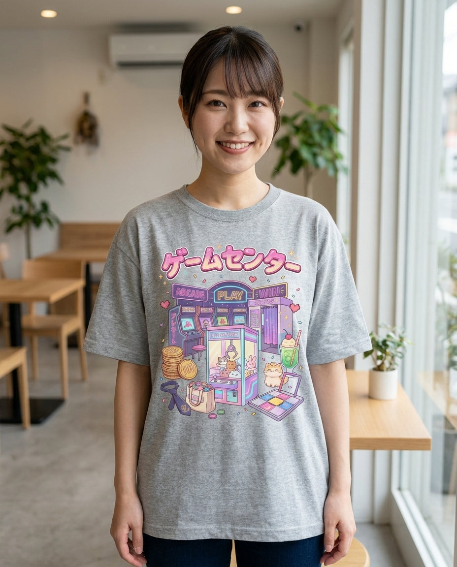 レトロアーケード＆UFOキャッチャー グラフィック オーバーサイズTシャツ