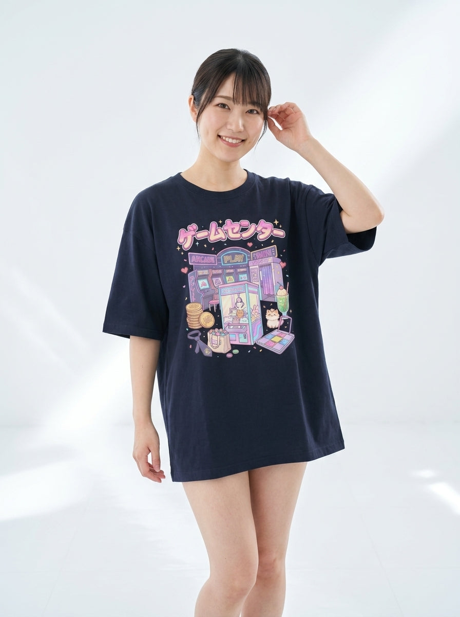 レトロアーケード＆UFOキャッチャー グラフィック オーバーサイズTシャツ