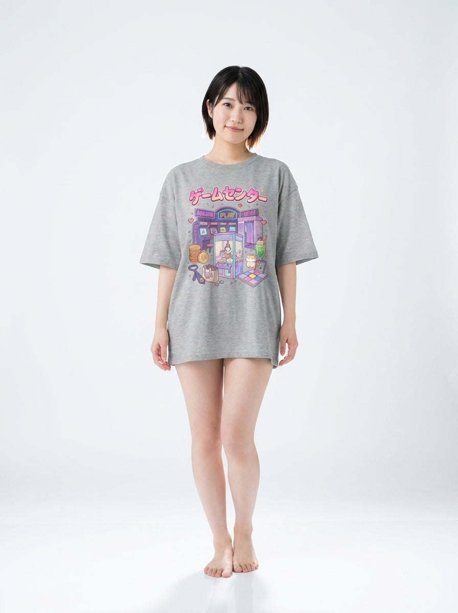 レトロアーケード＆UFOキャッチャー グラフィック オーバーサイズTシャツ