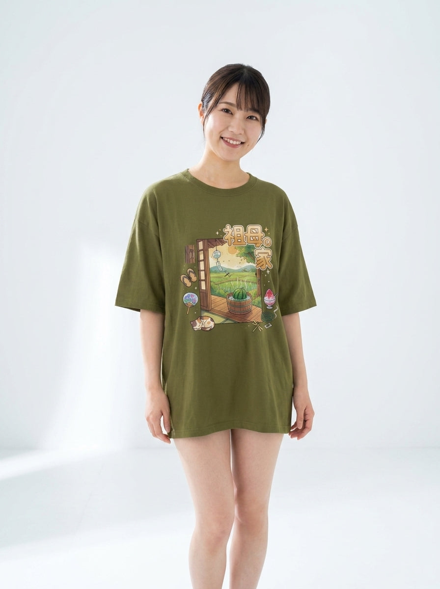 Unisex Oversized T-Shirt: Summer at Grandma's House — virtual try-on